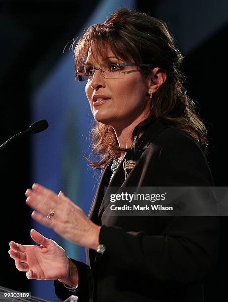 Former Gov. Sarah Palin speaks at the Ronald Reagan Building on May 14, 2010 in Washington, DC. Sarah Palin was the guest speaker at the Susan B....