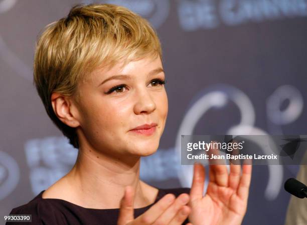 Carey Mulligan attends the "Wall Street: Money Never Sleeps" Press Conference at the Palais des Festivals during the 63rd Annual Cannes Film Festival...