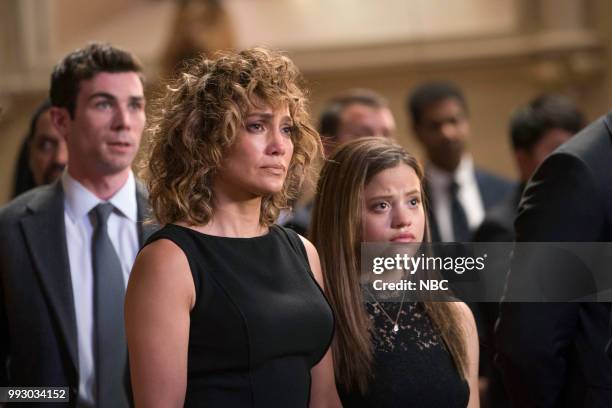 That Way Madness Lies" Episode 303 -- Pictured: Jennifer Lopez as Harlee Santos, Sarah Jeffery as Cristina Santos --