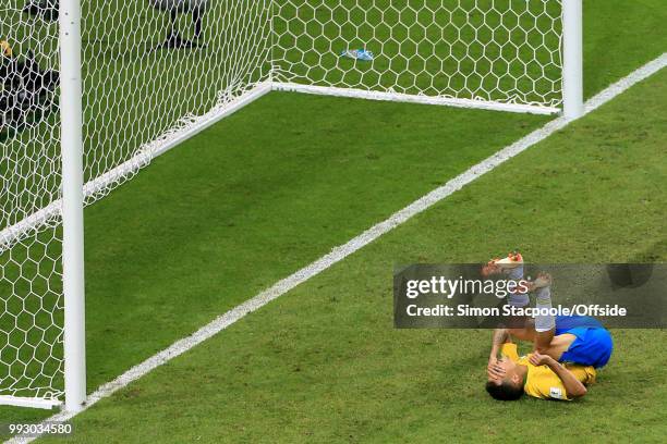 Philippe Coutinho of Brazil looks dejected during the 2018 FIFA World Cup Russia Quarter Final match between Brazil and Belgium at Kazan Arena on...