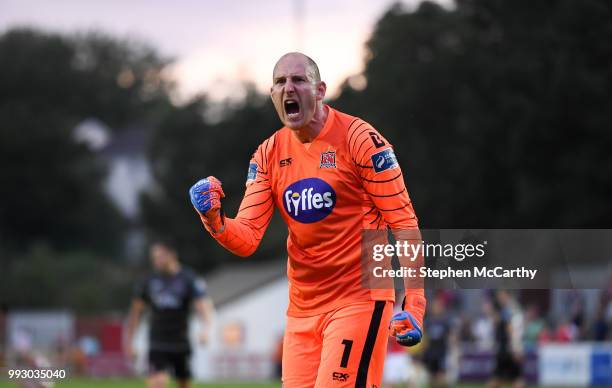 Dublin , Ireland - 6 July 2018; Gary Rogers of Dundalk celebrates following the SSE Airtricity League Premier Division match between St Patrick's...