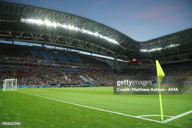 General View of the Kazan Arena at the end of the 2018 FIFA World Cup Russia Quarter Final match between Brazil and Belgium at Kazan Arena on July 6,...