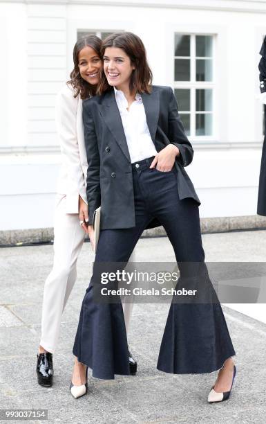 Rabea Schif, Marie Nasemann during the Strenesse presentation as part of Der Berliner Salon Spring/Summer 2019 at Kronprinzenpalais on July 6, 2018...