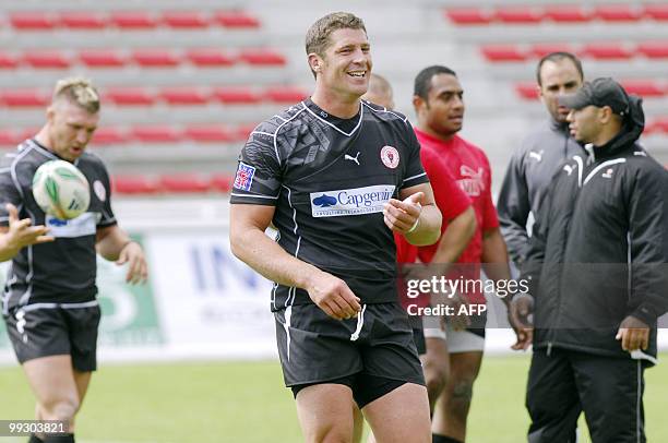 Biarritz's Jerome Thion attends a training session on May 14, at the Aguilera stadium in Biarritz, southwestern France. Biarritz will play against...