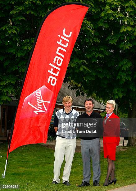 Professional Craig Laurence and amateur James Beardwell of Stock Brook Manor together with Virgin Crew pose for photographs after winning the the...