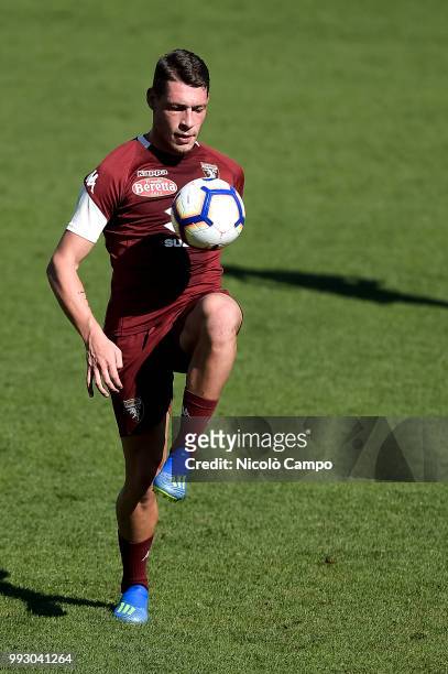 Andrea Belotti in action during Torino FC first training of the season 2018-2019.