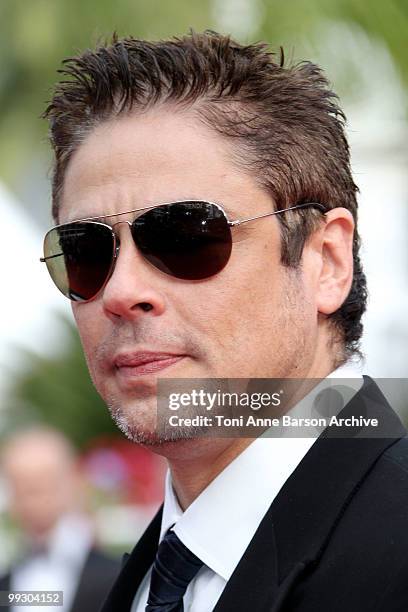 Actor and juror Benicio Del Toro attends the 'Il Gattopardo' premiere held at the Palais des Festivals during the 63rd Annual International Cannes...