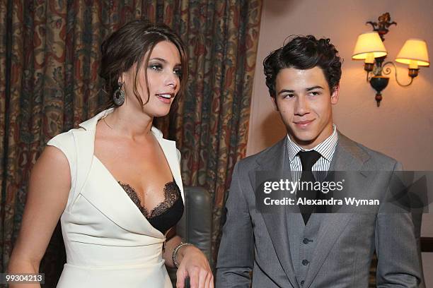 Actress Ashley Greene and musician Nick Jonas backstage during the 12th annual Young Hollywood Awards sponsored by JC Penney , Mark. & Lipton...