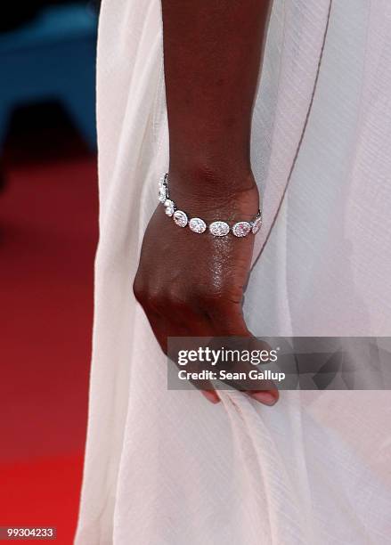 Aissa Maiga attends the "Wall Street: Money Never Sleeps" Premiere at the Palais des Festivals during the 63rd Annual Cannes Film Festival on May 14,...