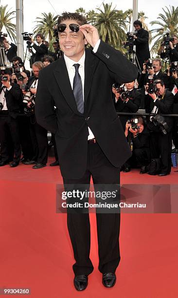 Actor and juror Benicio Del Toro attends the 'Il Gattopardo' premiere held at the Palais des Festivals during the 63rd Annual International Cannes...