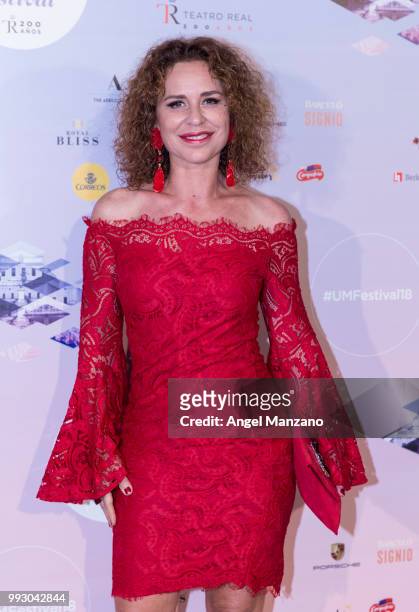 Vicky Larraz attends Miguel Rios concert on July 6, 2018 in Madrid, Spain.