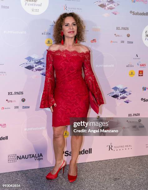 Vicky Larraz attends Miguel Rios concert on July 6, 2018 in Madrid, Spain.