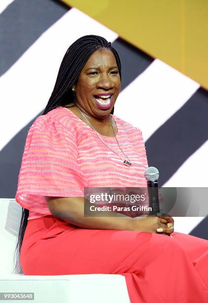 Tarana Burke speaks onstage during the 2018 Essence Festival presented by Coca-Cola at Ernest N. Morial Convention Center on July 6, 2018 in New...