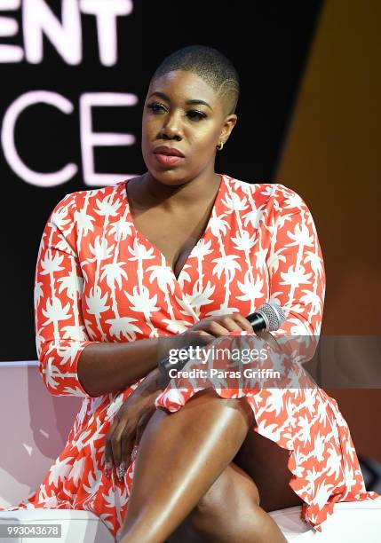 Symone Sanders speaks onstage during the 2018 Essence Festival presented by Coca-Cola at Ernest N. Morial Convention Center on July 6, 2018 in New...