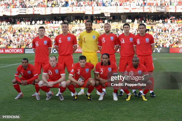 England line up for a group photo before the FIFA World Cup Round of 16 match between Germany and England at the Free State Stadium on June 27, 2010...