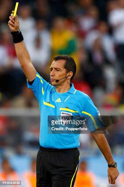 Referee Jorge Larrionda in action during the FIFA World Cup Round of 16 match between Germany and England at the Free State Stadium on June 27, 2010...