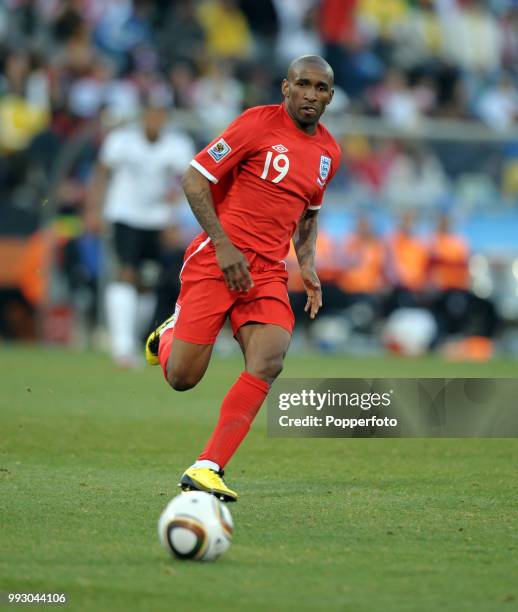 Jermain Defoe of England in action during the FIFA World Cup Round of 16 match between Germany and England at the Free State Stadium on June 27, 2010...