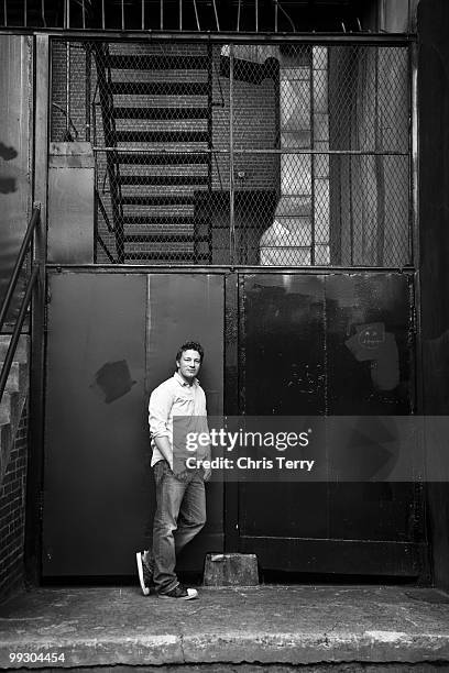 Chef Jamie Oliver poses for a portrait shoot in Huntingdon on November 21, 2009.