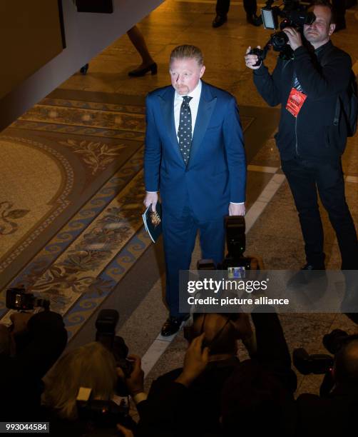 Dpatop - Former professional tennis player Boris Becker arrives at the 36th German Sports Press Ball at the Old Opera in Frankfurt/Main, Germany, 4...