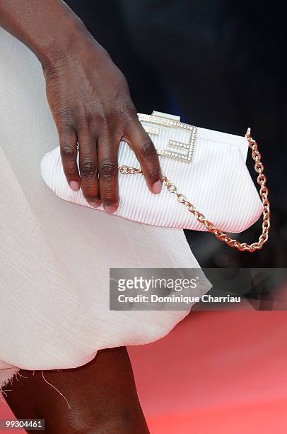 Detail of singer Aissa Maiga as she attends the Premiere of 'Wall Street: Money Never Sleeps' held at the Palais des Festivals during the 63rd Annual...