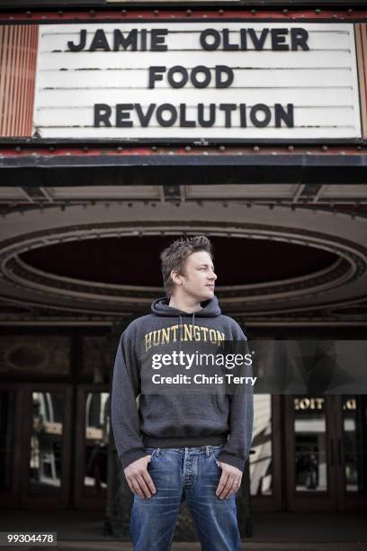 Chef Jamie Oliver poses for a portrait shoot in Huntingdon on November 21, 2009.