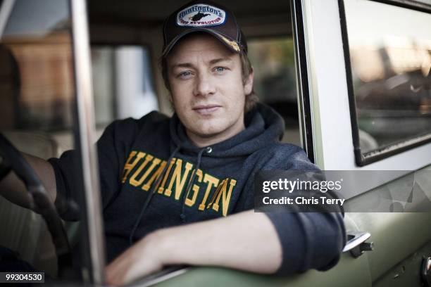 Chef Jamie Oliver poses for a portrait shoot in Huntingdon on November 21, 2009.