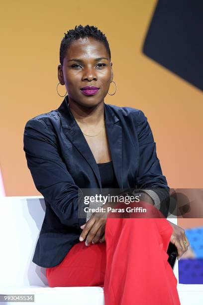 Luvvie Ajayi speaks onstage during the 2018 Essence Festival presented by Coca-Cola at Ernest N. Morial Convention Center on July 6, 2018 in New...