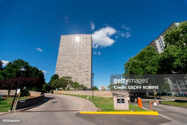 The sun reflects off of the Leaside Towers in Toronto, Ontario, July 6 where accused serial killer Bruce McArthur lived at the time of his arrest. -...
