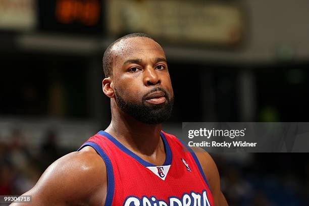 Baron Davis of the Los Angeles Clippers looks on during the game against the Sacramento Kings at Arco Arena on April 8, 2010 in Sacramento,...