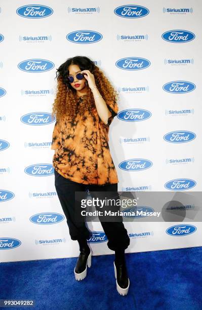 Singer H.E.R. Pose for a photo during the SiriusXM's Heart & Soul Channel Broadcasts from Essence Festival on July 6, 2018 in New Orleans, Louisiana.