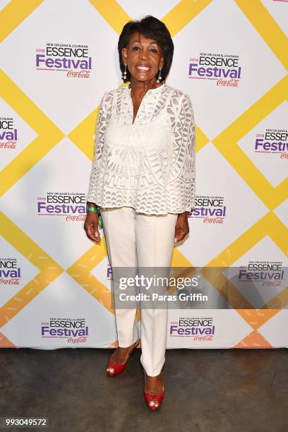 Maxine Waters attends the 2018 Essence Festival presented by Coca-Cola at Ernest N. Morial Convention Center on July 6, 2018 in New Orleans,...