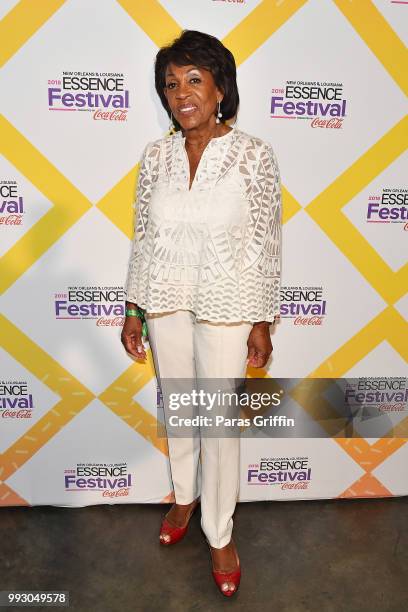 Maxine Waters attends the 2018 Essence Festival presented by Coca-Cola at Ernest N. Morial Convention Center on July 6, 2018 in New Orleans,...