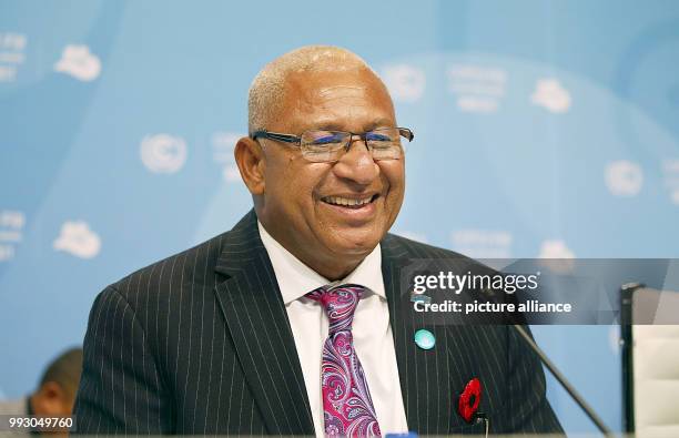 The COP23 president and prime minister of the Fiji Islands Frank Bainimarama opens the World Climate Conference in Bonn, Germany, 6 November 2017....