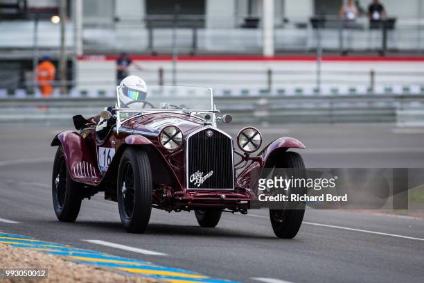Alfa Romeo 8C 2300 Zagato 1932 competes during the Day Practice at Le Mans Classic 2018 on July 6, 2018 in Le Mans, France.