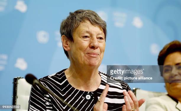 The German minister of the environment, Barbara Hendricks applauds during the opening of the UN World Climate Change Conference COP23 in Bonn,...