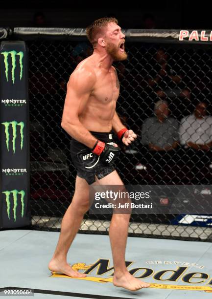 Gerald Meerschaert celebrates after his submission victory over Oskar Piechota of Poland in their middleweight bout during The Ultimate Fighter...