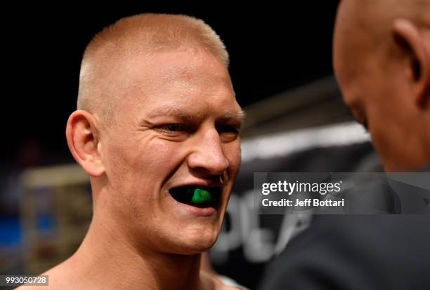 Oskar Piechota of Poland prepares to fight Gerald Meerschaert in their middleweight bout during The Ultimate Fighter Finale event inside The Pearl...