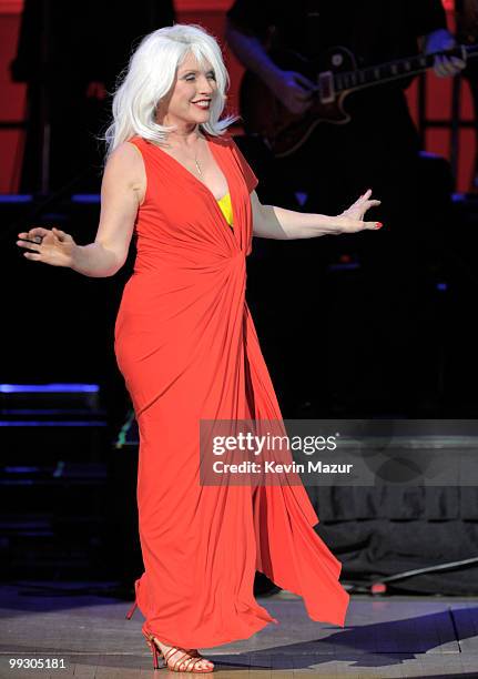 Debbie Harry performs on stage during the Almay concert to celebrate the Rainforest Fund's 21st birthday at Carnegie Hall on May 13, 2010 in New York...