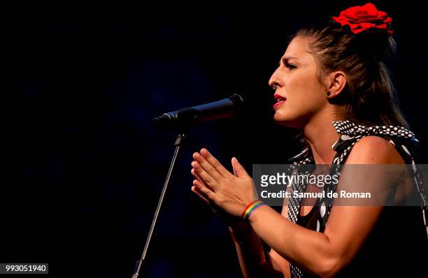 Nina Lunares performs in concert during Madrid Gay Pride Week on July 6, 2018 in Madrid, Spain.