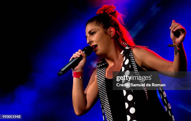 Nina Lunares performs in concert during Madrid Gay Pride Week on July 6, 2018 in Madrid, Spain.