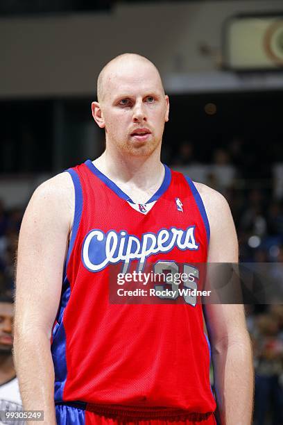 Chris Kaman of the Los Angeles Clippers looks on during the game against the Sacramento Kings at Arco Arena on April 8, 2010 in Sacramento,...