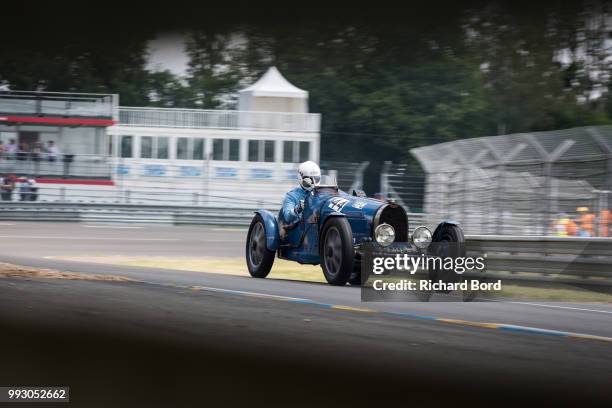 Bugati Type 51 1932 competes during the Day Practice at Le Mans Classic 2018 on July 6, 2018 in Le Mans, France.