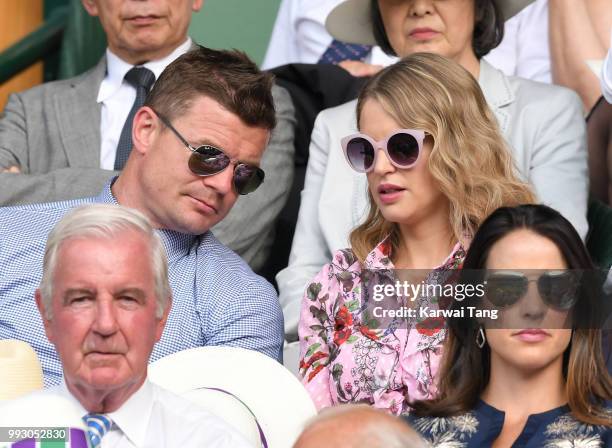 Brian O'Driscoll and wife Amy Huberman attend day five of the Wimbledon Tennis Championships at the All England Lawn Tennis and Croquet Club on July...