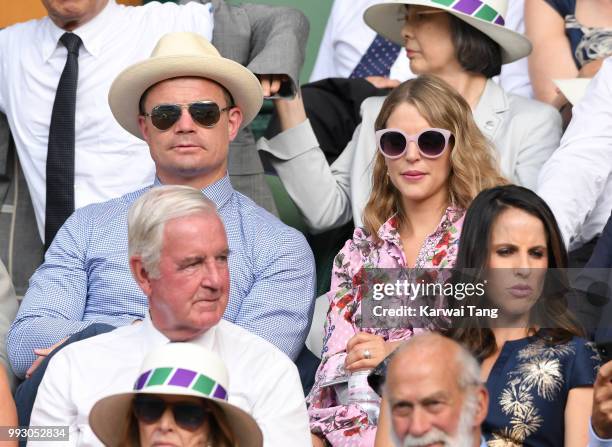 Brian O'Driscoll and wife Amy Huberman attend day five of the Wimbledon Tennis Championships at the All England Lawn Tennis and Croquet Club on July...