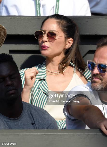 Olivia Munn attends day five of the Wimbledon Tennis Championships at the All England Lawn Tennis and Croquet Club on July 6, 2018 in London, England.