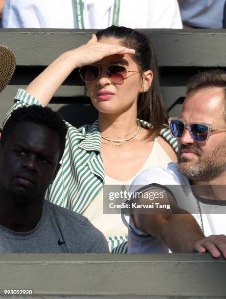 Olivia Munn attends day five of the Wimbledon Tennis Championships at the All England Lawn Tennis and Croquet Club on July 6, 2018 in London, England.