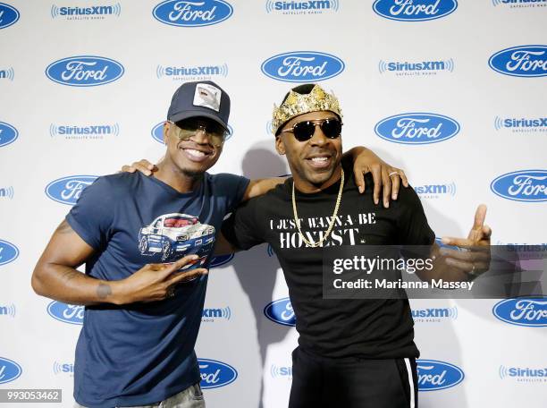 Singers NE-YO and MAJOR pose for a photo during the SiriusXM's Heart & Soul Channel Broadcasts from Essence Festival on July 6, 2018 in New Orleans,...