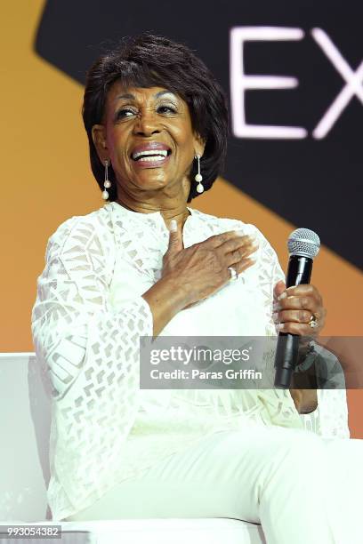 Maxine Waters speaks onstage during the 2018 Essence Festival presented by Coca-Cola at Ernest N. Morial Convention Center on July 6, 2018 in New...