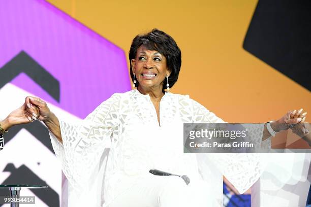Maxine Waters speaks onstage during the 2018 Essence Festival presented by Coca-Cola at Ernest N. Morial Convention Center on July 6, 2018 in New...