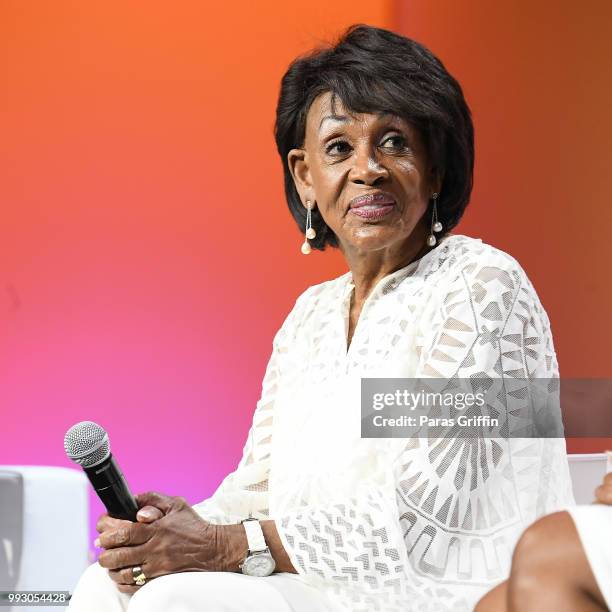 Maxine Waters speaks onstage during the 2018 Essence Festival presented by Coca-Cola at Ernest N. Morial Convention Center on July 6, 2018 in New...